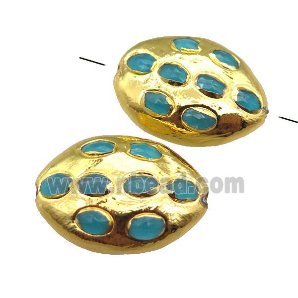 aqua jade oval beads, gold plated
