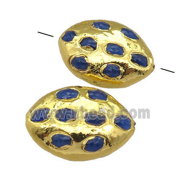 royalblue jade oval beads, gold plated