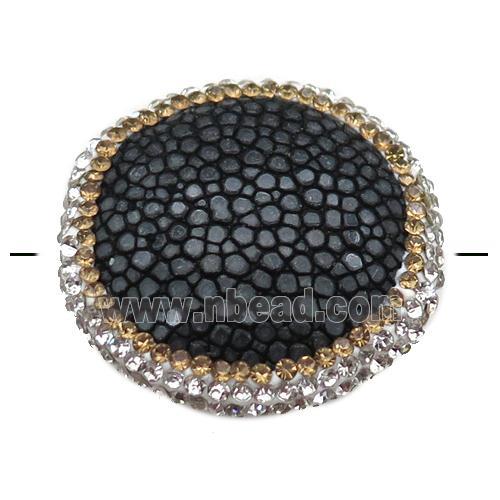 black pu leather circle beads paved rhinestone, snakeskin