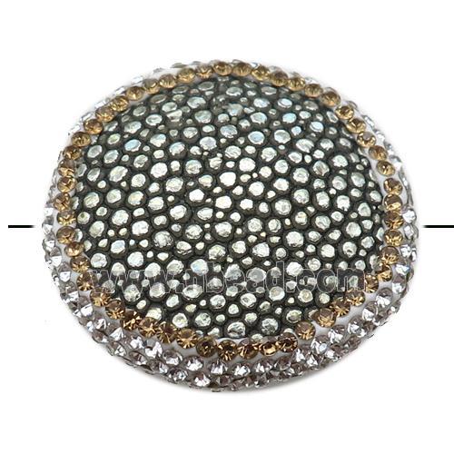silver pu leather circle beads paved rhinestone