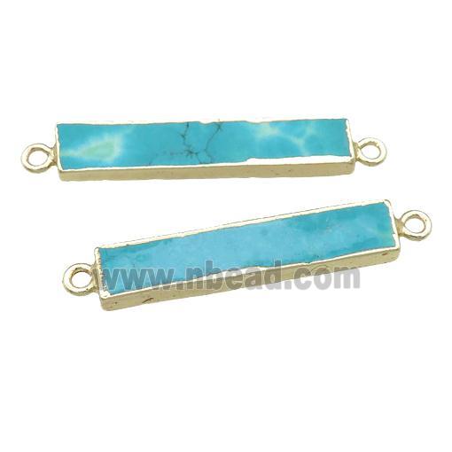 green magnesite turquoise connector, rectangle, gold plated