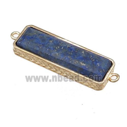 blue Lapis rectangle connector, gold plated
