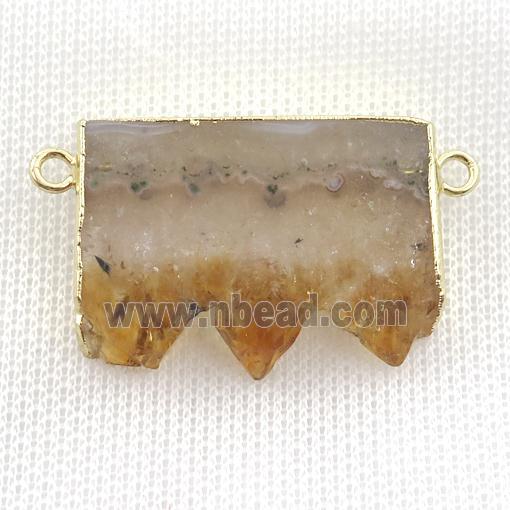 yellow Citrine Druzy slice pendant, gold plated