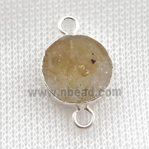 Citrine circle connector, silver plated