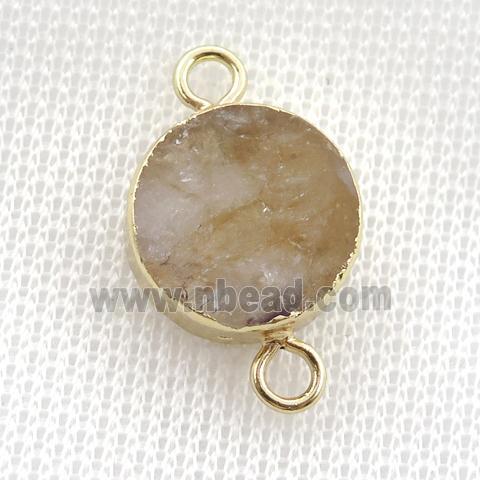 Citrine circle connector, gold plated