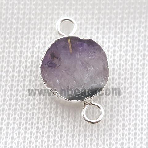 Amethyst circle connector, silver plated