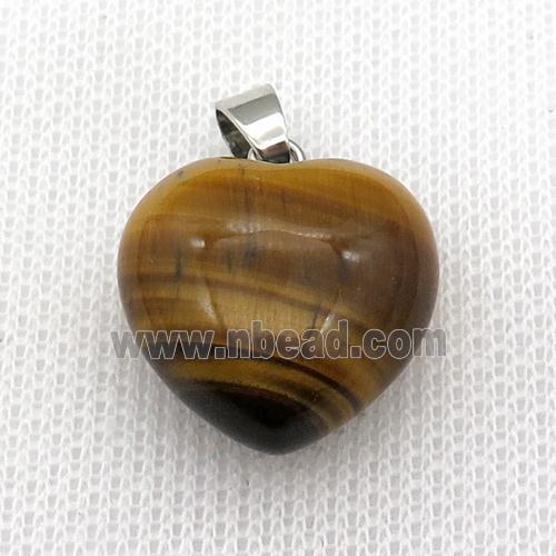 yellow Tiger eye stone heart pendant
