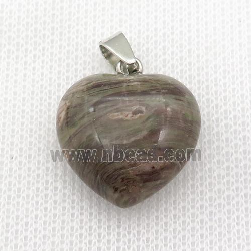 Mexican Crazy Agate heart pendant