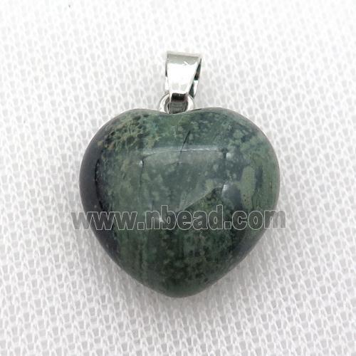 green Kambaba Jasper heart pendant