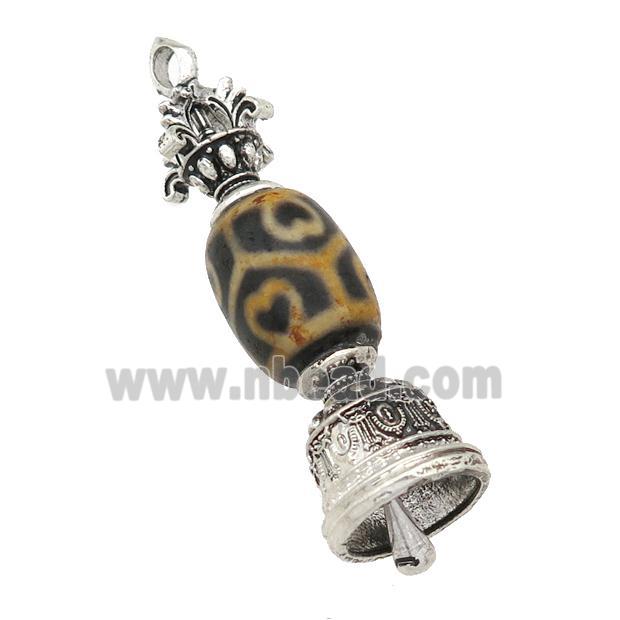 tibetan style Agate pendant, bell, antique silver