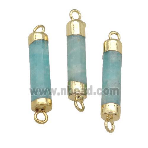 green Amazonite stick connector, gold plated