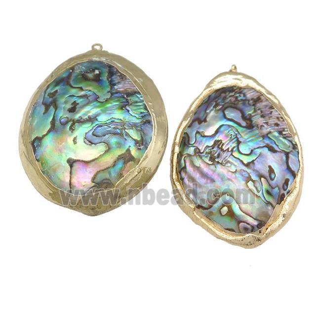 Abalone Shell pendant, multicolor, gold plated