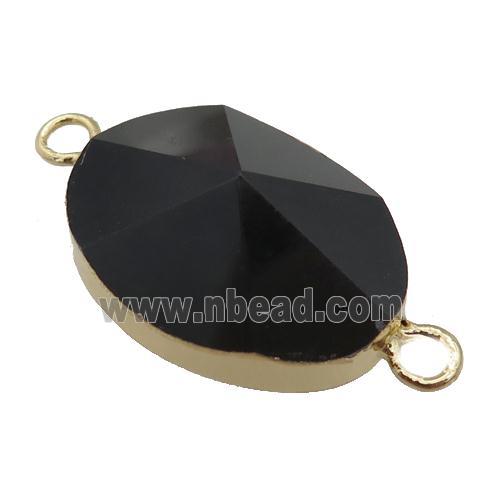 black Onyx oval connector, point, gold plated