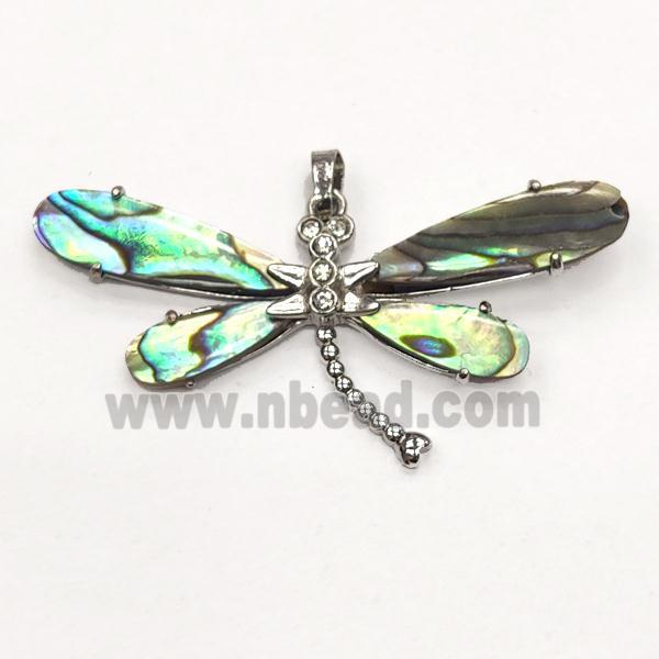 multicolor Abalone Shell dragonfly pendant