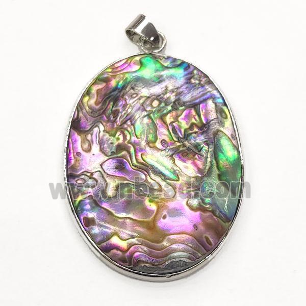 multicolor Abalone Shell oval pendant
