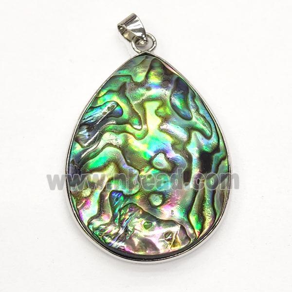 multicolor Abalone Shell teardrop pendant