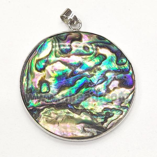 multicolor Abalone Shell circle pendant