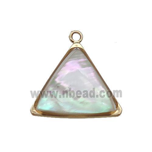Pearlized Shell triangle pendant, gold plated
