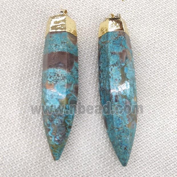 blue Ocean Jasper bullet pendant, gold plated