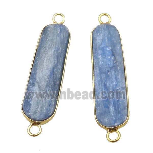 blue Kyanite rectangle connector, gold plated