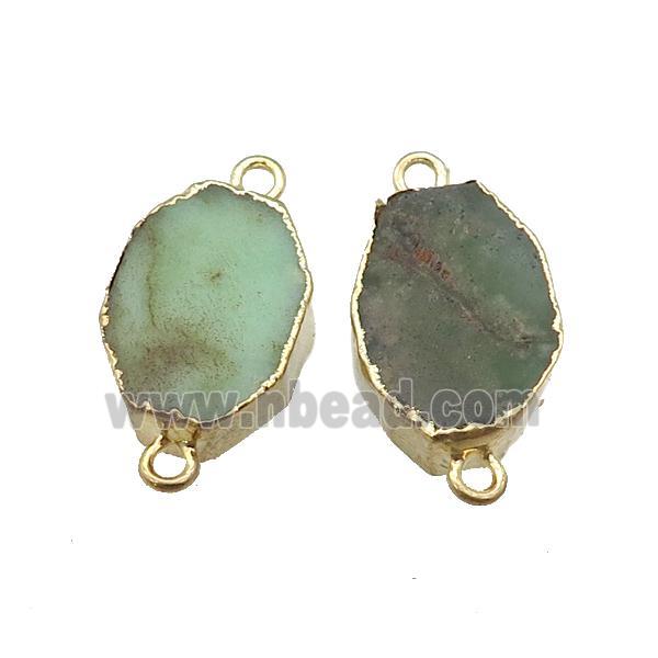 green Australian Chrysoprase connector, freeform, gold plated