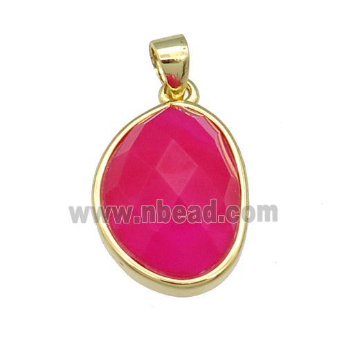 red Agate teardrop pendant, gold plated