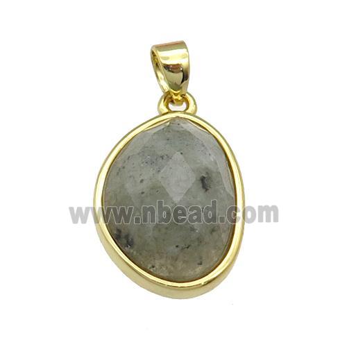 Labradorite teardrop pendant, gold plated