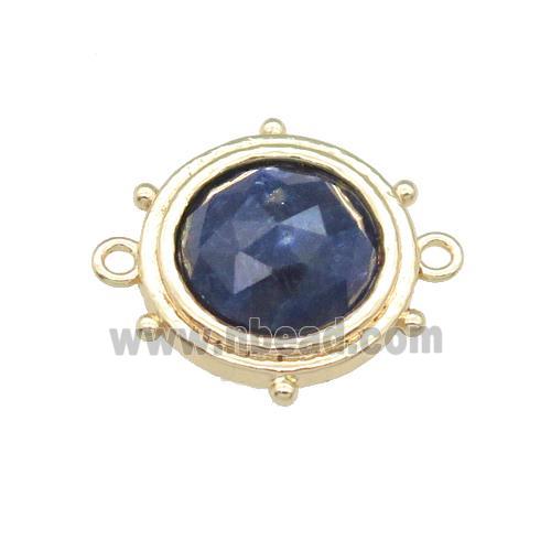 blue Jade circle connector, gold plated