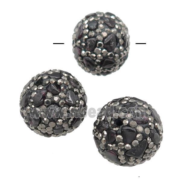 Garnet Beads paved rhinestone, round