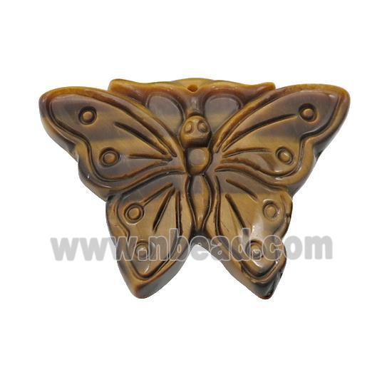 Tiger Eye Stone Butterfly Pendant