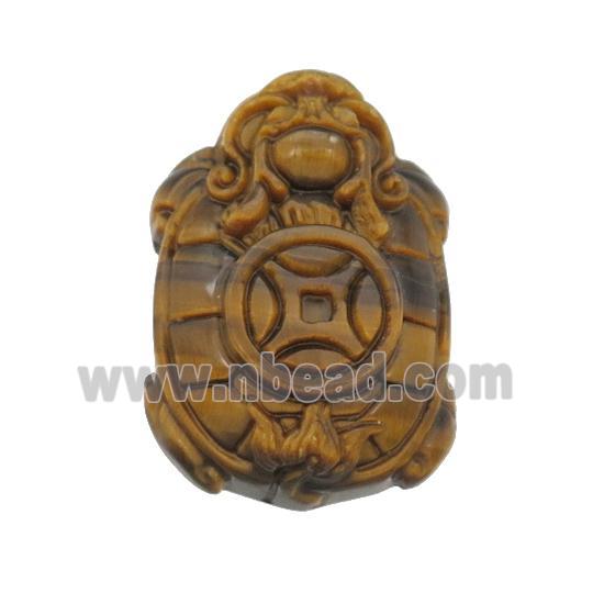 Tiger Eye Stone tortoise charm pendant