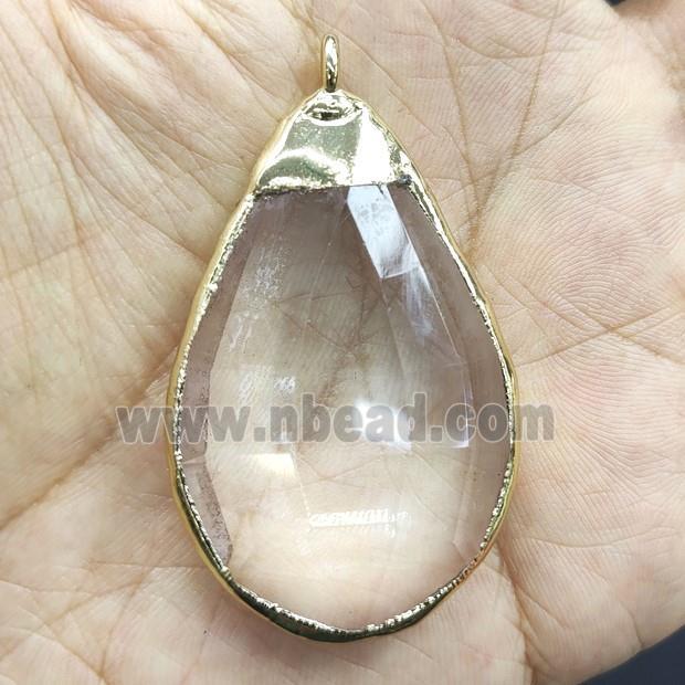 Crystal Glass teardrop pendant, gold plated