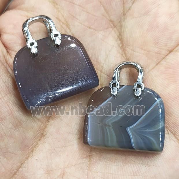 gray Agate bag charm pendant