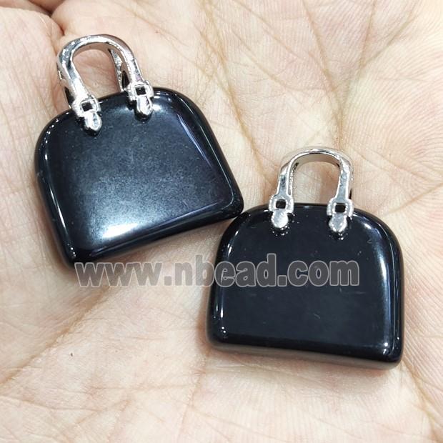 black Obsidian bag charm pendant