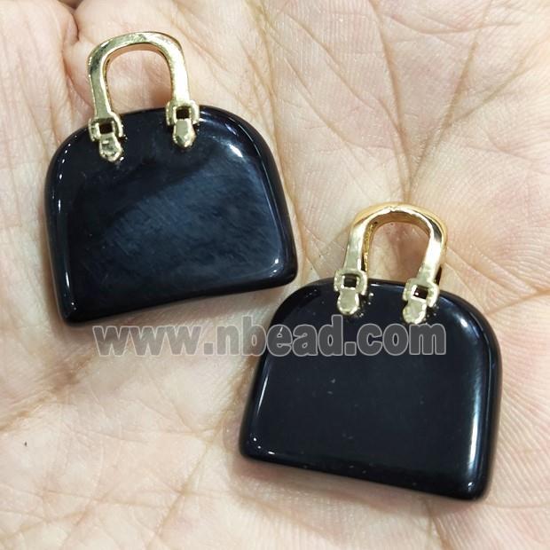 black Obsidian charm bag pendant
