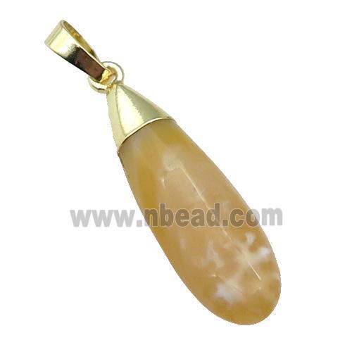 Lemon Jade teardrop pendant, gold plated