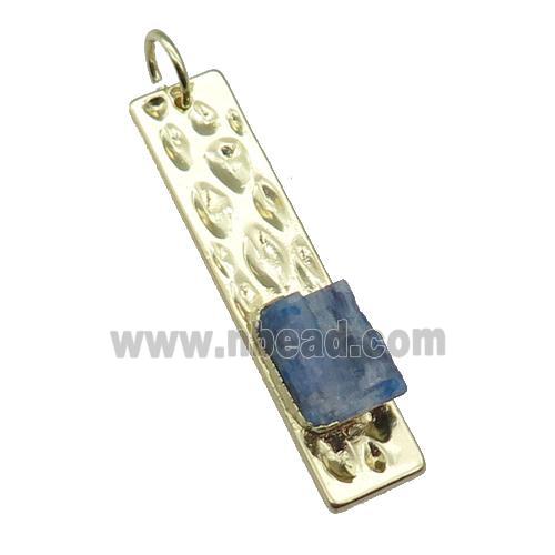 copper rectangle pendant pave Kyanite, gold plated
