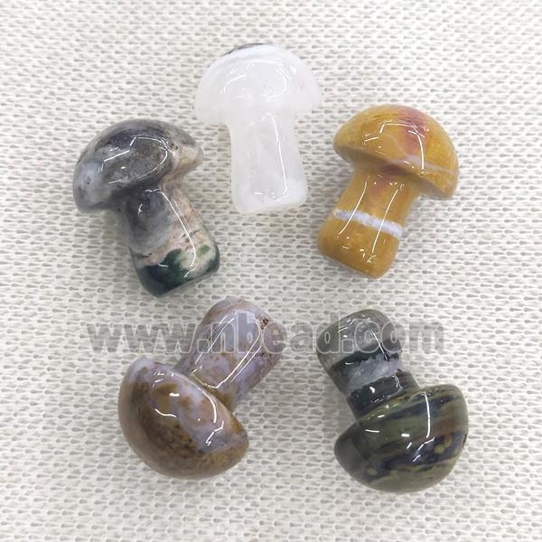 Ocean Agate mushroom charm without hole, multicolor