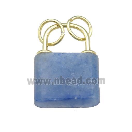 blue Aventurine Lock pendant, gold plated
