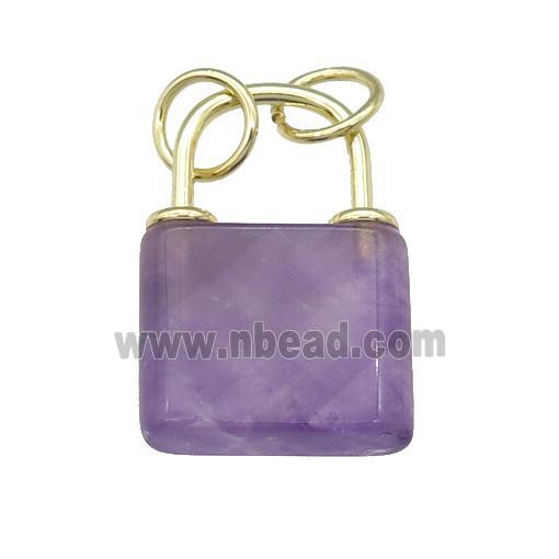 purple Amethyst Lock pendant, gold plated