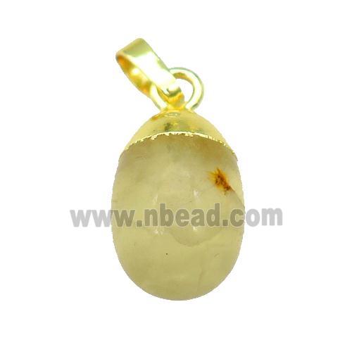 Lemon Quartz egg pendant, gold plated