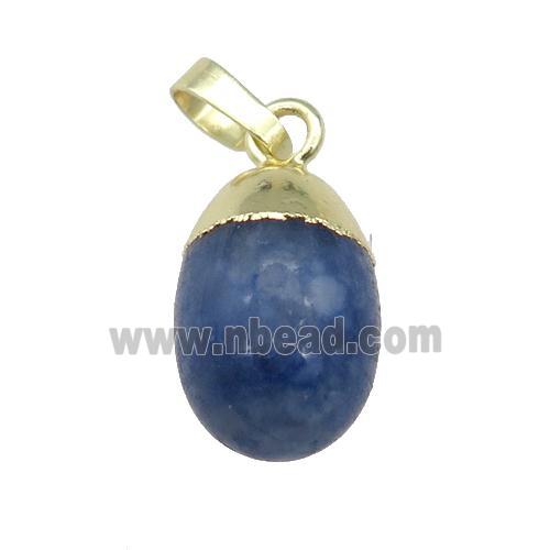 blue Aventurine egg pendant, gold plated
