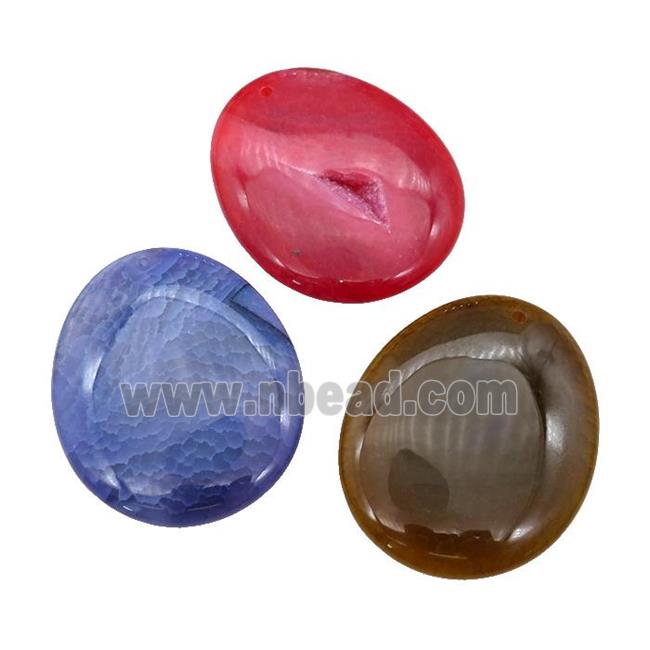 natural Agate teardrop pendant, dye, mix color
