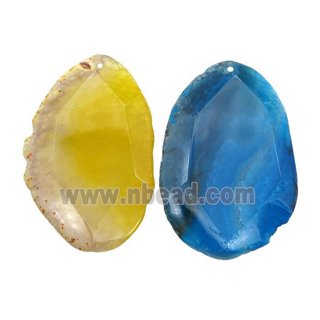 natural Agate slice pendant, dye, mix color