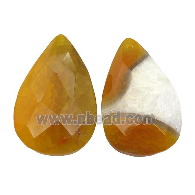 natural Agate teardrop pendant, dye, orange