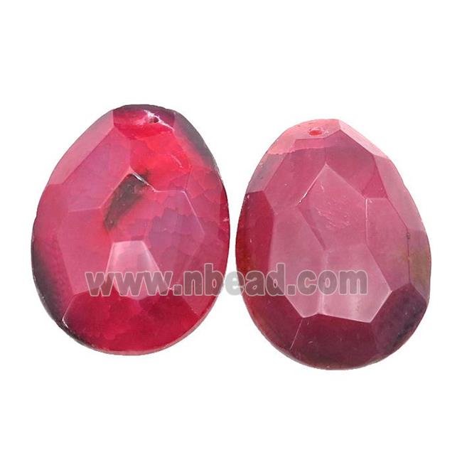natural Agate teardrop pendant, dye, red