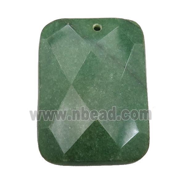natural Agate rectangle pendant, dye, green