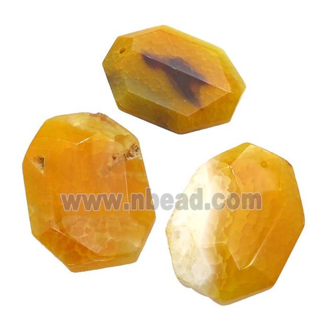 natural Agate rectangle pendant, dye, orange