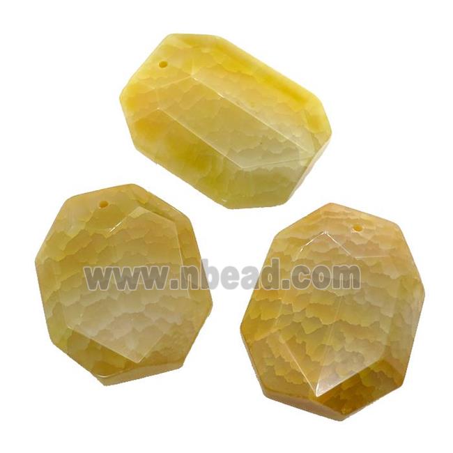 natural Agate rectangle pendant, dye, yellow