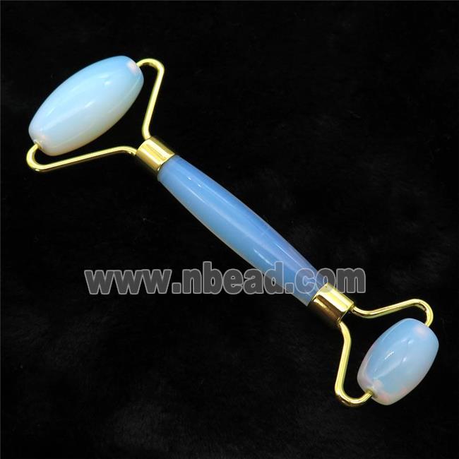 white Opalite Roller GuaSha Massage Tools, gold plated